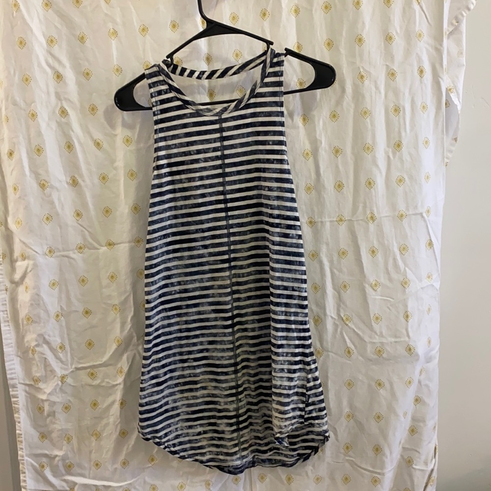 Blue and white striped dress